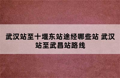 武汉站至十堰东站途经哪些站 武汉站至武昌站路线